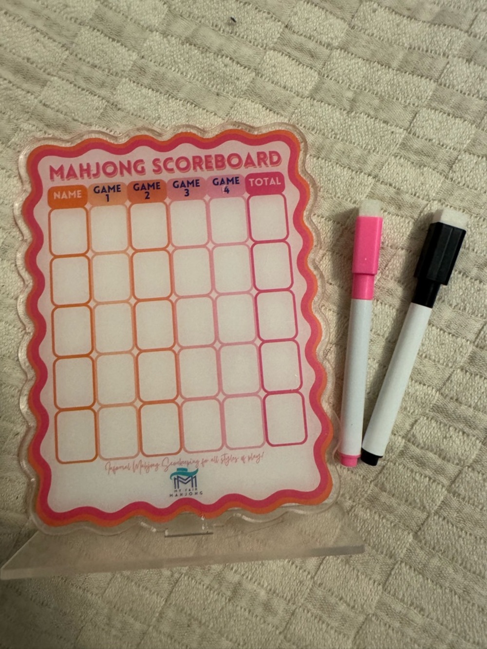 Mahjong Scoreboard Dry Erase Pad in Pink by
